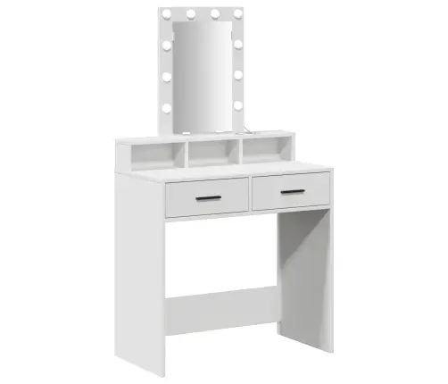 Kosmētikas Galds Ar Led Gaismām, Balts, 79X41X140 Cm Vidaxl