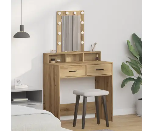 Mantošanas Galdiņš Ar Led Gaismām Artisan Oak 79X41X140 Cm Vidaxl