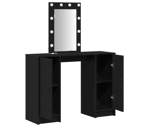 Frizieris Ar Led Gaismām Melnā Ozolā 102X33X135 Cm Vidaxl