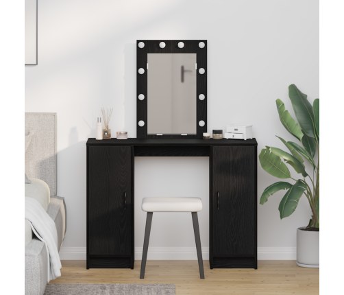 Frizieris Ar Led Gaismām Melnā Ozolā 102X33X135 Cm Vidaxl