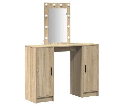 Tualetes Galdiņš Ar Led Gaismiņām Sonoma Ozolā, 102X33X135 Cm Vidaxl