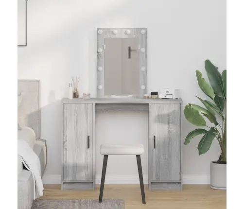 Makiažo Stalas Pilka 102 X 33 X 135 Cm Apdirbta Mediena