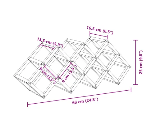 Vyno Stovas Juodas Ąžuolas 63 X 16,5 X 25 Cm