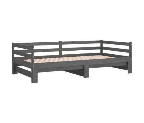 Izvelkama Gulta, Pelēka, Priedes Masīvkoks, 2X(90X200) Cm Vidaxl