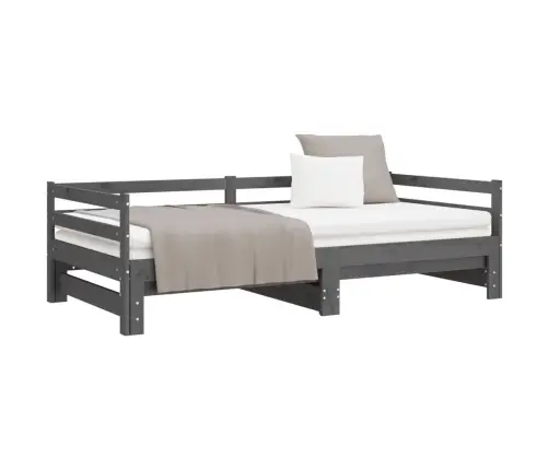 Izvelkama Gulta, Pelēka, Priedes Masīvkoks, 2X(90X200) Cm Vidaxl