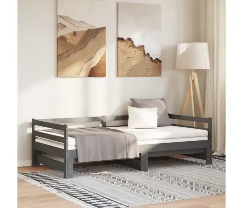 Izvelkama Gulta, Pelēka, Priedes Masīvkoks, 2X(90X200) Cm Vidaxl