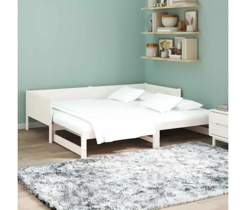 Izvelkamais Dienas Gultas Balts 180 X 200 Cm Ciets Priedes Koks Vidaxl