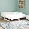 Izvelkamais Dienas Gultas Balts 180 X 200 Cm Ciets Priedes Koks Vidaxl