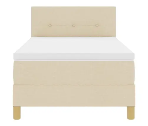 Kastītes Atsperu Gulta Ar Matraci Krēmkrāsa 100 X 200 Cm Audums Vidaxl