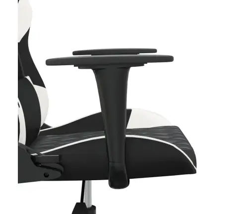 Masāžas Datorspēļu Krēsls, Melna Un Balta Mākslīgā Āda Vidaxl