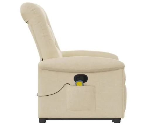 Masāžas Krēsls, Paceļams, Atgāžams, Krēmkrāsas Audums Vidaxl