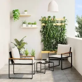 Mēbeļu Komplekti 3 Pcs Melns Un Krēmkrāsas Balts Rotangpalma Vidaxl