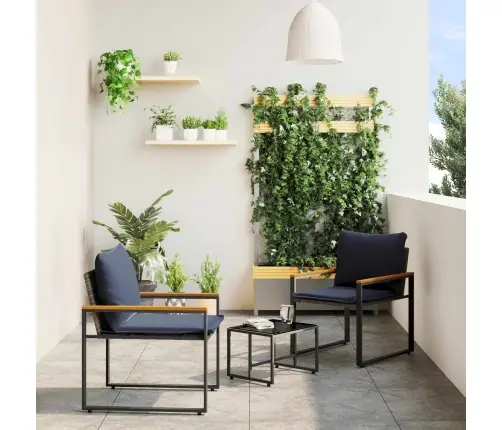 Mēbeļu Komplekti 3 Pcs Pelēka Un Tumši Zila Rotangpalma Vidaxl