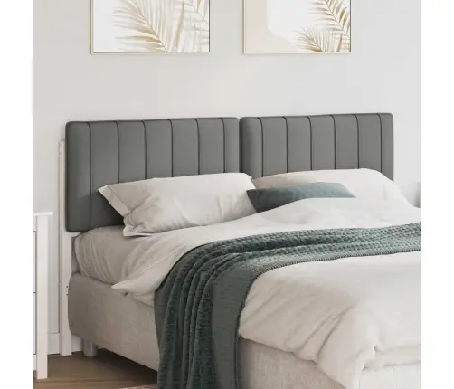 Mīkstināts Gultas Galvgalis Balts Un Gaiši Pelēks 160 Cm Vidaxl