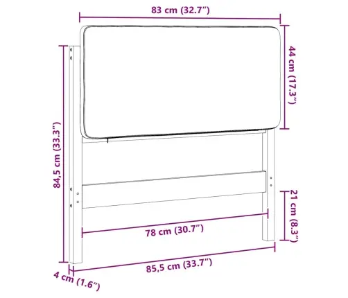 Mīkstināts Gultas Galvgalis Brūns Un Melns 80 Cm Vidaxl