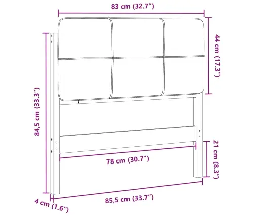 Mīkstināts Gultas Galvgalis Brūns Un Melns 80 Cm Vidaxl