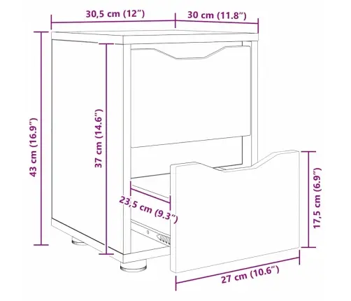 Nakts Skapīši 2 Pcs Artisānā Ozols 30,5 X 30 X 43 Cm Vidaxl