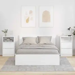 Nakts Skapīši 2 Pcs Augsta Spīduma Baltā Krāsa 40 X 30 X 467 Cm Vidaxl