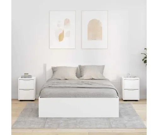 Naktiniai Staliukai Su Stalčių 2 Pcs Balta 30,5 X 30 X 43 Cm