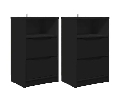 Nakts Skapīši 2 Pcs Melna 40 X 30 X 467 Cm Inženierijas Koks Vidaxl