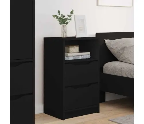 Nakts Skapīši 2 Pcs Melna 40 X 30 X 467 Cm Inženierijas Koks Vidaxl