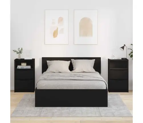 Nakts Skapīši 2 Pcs Melna 40 X 30 X 467 Cm Inženierijas Koks Vidaxl