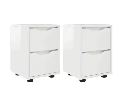 Nakts Skapīši Ar Atvilktni 2 Pcs Augsta Spīduma Baltā Krāsa Vidaxl