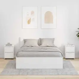 Nakts Skapīši Ar Atvilktni 2 Pcs Augsta Spīduma Baltā Krāsa Vidaxl