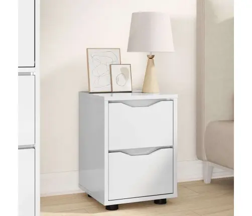 Nakts Skapīši Ar Atvilktni 2 Pcs Augsta Spīduma Baltā Krāsa Vidaxl