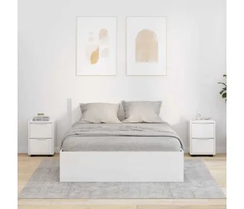 Nakts Skapīši Ar Atvilktni 2 Pcs Augsta Spīduma Baltā Krāsa Vidaxl