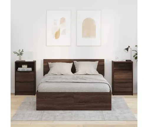 Nakts Skapīši Ar Atvilktni 2 Pcs Brūns Ozols 40 X 30 X 467 Cm Vidaxl