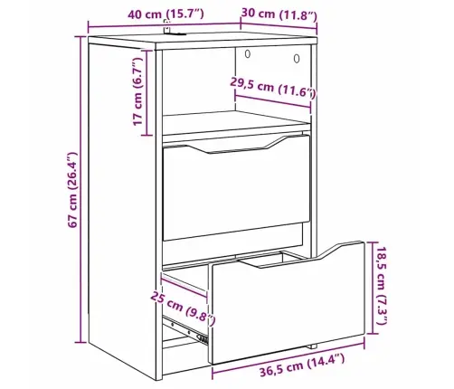 Nakts Skapīši Ar Atvilktni 2 Pcs Sonoma Ozols 40 X 30 X 467 Cm Vidaxl