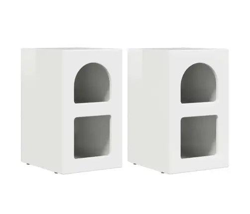 Naktinis Staliukas 2 Pcs Aukštai Blizganti Balta