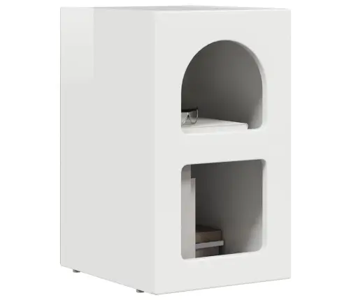 Naktinis Staliukas 2 Pcs Aukštai Blizganti Balta