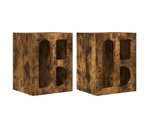 Naktsgaldiņš 2 Pcs Dūmaka Ozols 40 X 35 X 50 Cm Vidaxl