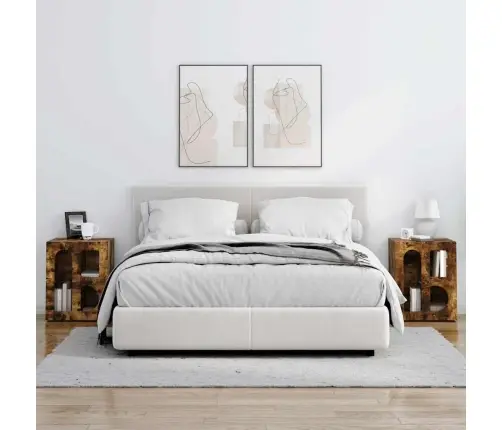 Naktsgaldiņš 2 Pcs Dūmaka Ozols 40 X 35 X 50 Cm Vidaxl