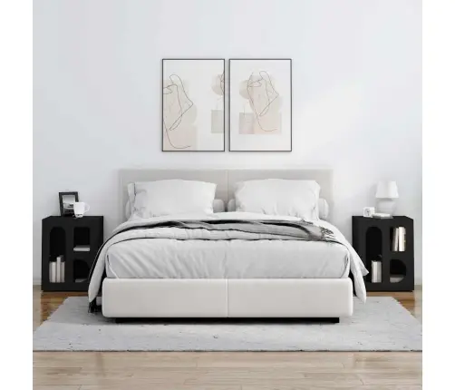 Naktsgaldiņš 2 Pcs Melna 40 X 35 X 50 Cm Inženierijas Koks Vidaxl