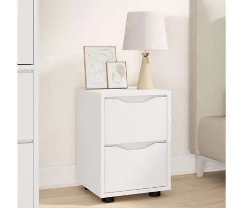 Naktinis Staliukas Balta 30,5 X 30 X 43 Cm Apdirbta Mediena