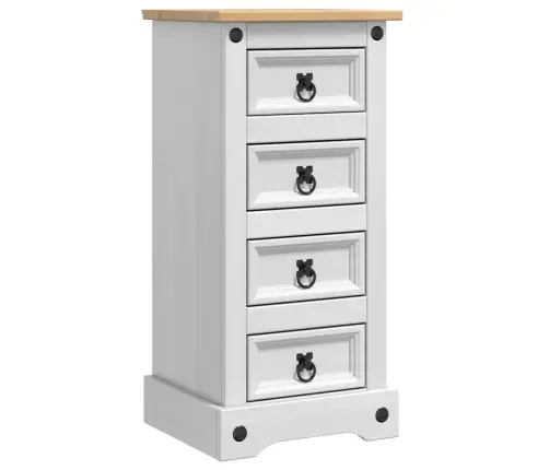 Naktsgaldiņš Balts 35 X 32,5 X 74 Cm Ciets Priedes Koks Vidaxl