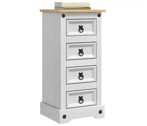 Naktsgaldiņš Balts 35 X 32,5 X 74 Cm Ciets Priedes Koks Vidaxl