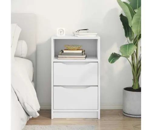 Naktinis Staliukas Balta 40 X 30 X 467 Cm Apdirbta Mediena