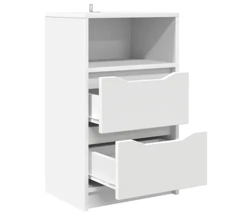 Naktinis Staliukas Balta 40 X 30 X 467 Cm Apdirbta Mediena