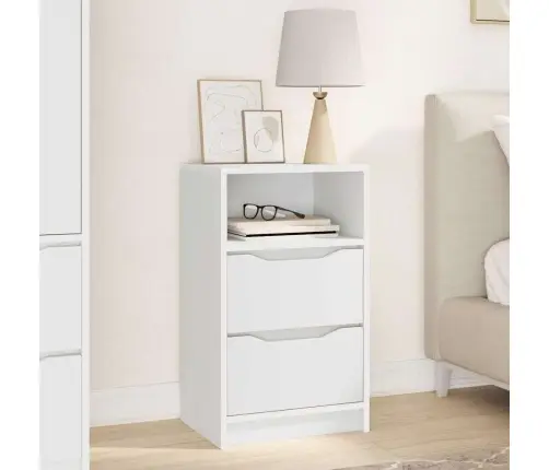 Naktinis Staliukas Balta 40 X 30 X 467 Cm Apdirbta Mediena