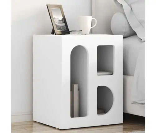 Naktsgaldiņš Balts 40 X 35 X 50 Cm Inženierijas Koks Vidaxl