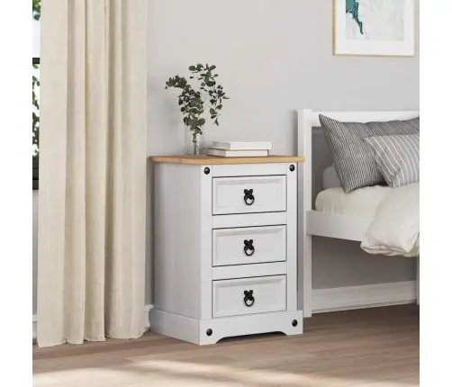 Naktsgaldiņš Balts 45 X 35 X 64 Cm Ciets Priedes Koks Vidaxl