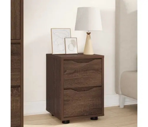 Naktsgaldiņš Brūns Ozols 30,5 X 30 X 43 Cm Inženierijas Koks Vidaxl