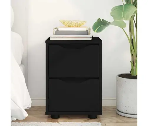 Naktsgaldiņš Melna 30,5 X 30 X 43 Cm Inženierijas Koks Vidaxl
