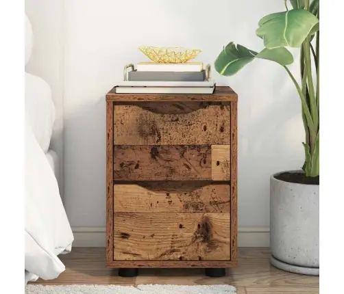 Naktinis Staliukas Su Stalčių Senovinis Medis 30,5 X 30 X 43 Cm