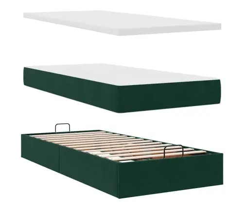 Osmaņu Gultas Rāmis Ar Matračiem Tumši Zaļš 200X200Cm Audums Vidaxl