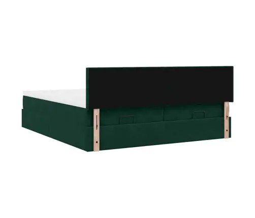 Osmaņu Gultas Rāmis Ar Matračiem Tumši Zaļš 200X200Cm Audums Vidaxl